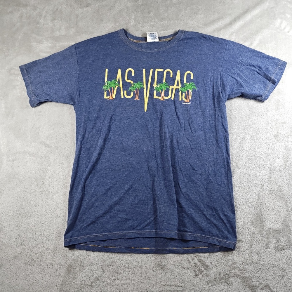 Vintage Las Vegas Shirt Men Large Palm Trees Casinos Made USA Western Supply 90s